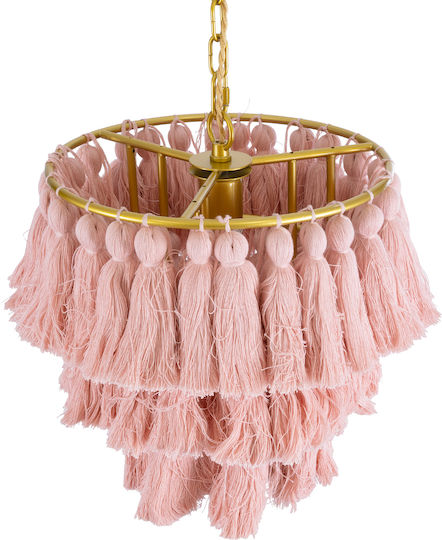 GloboStar Missoula Deckenleuchte Rosa Boho Raster mit Lampenbirnensockel E27 30x40x40cm