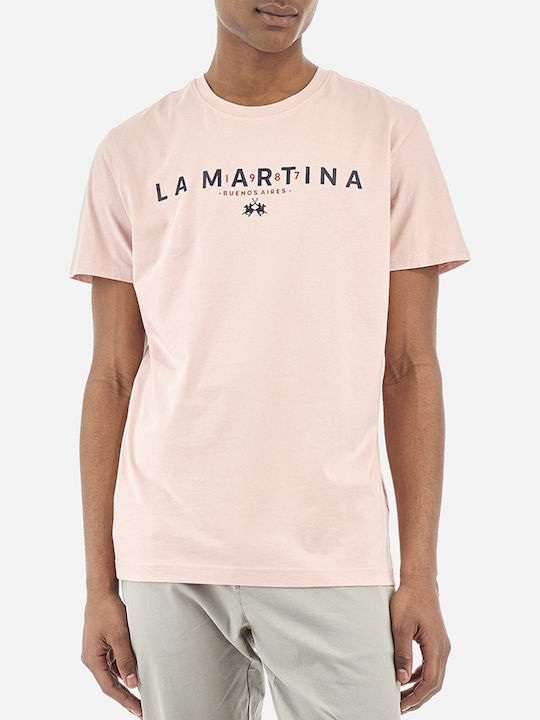 La Martina Bluza Bărbătească cu Mânecă Scurtă Lightpink