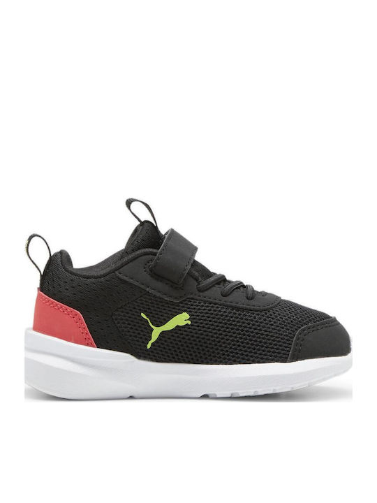 Kruz Track Kids Sports Shoes Running with Hoop & Loop Closure Black