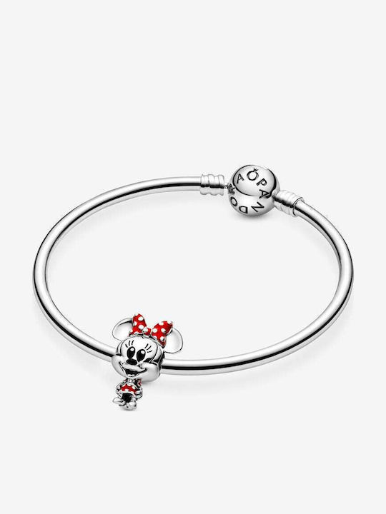 Pandora x Disney Minnie Mouse Dotted Dress & Bow Charm από Ασήμι Κόκκινο