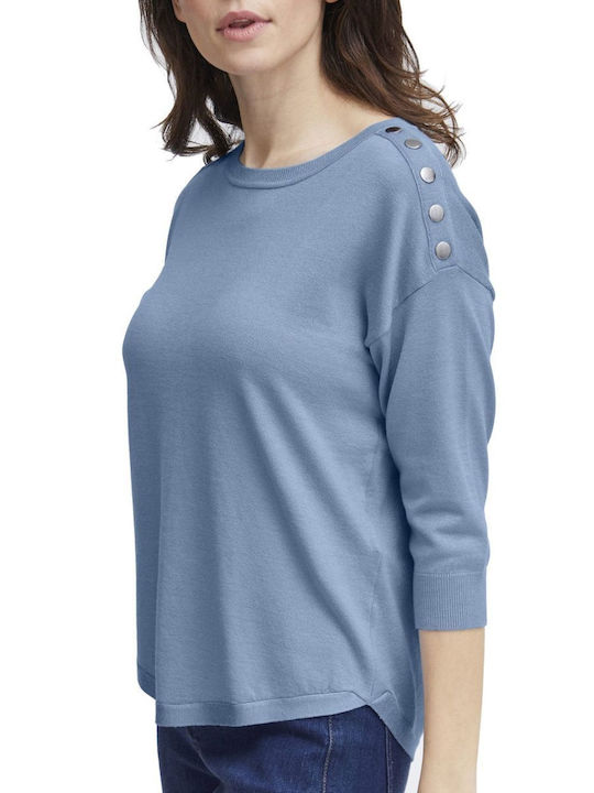Fransa Women's Sweater with 3/4 Sleeve Blue