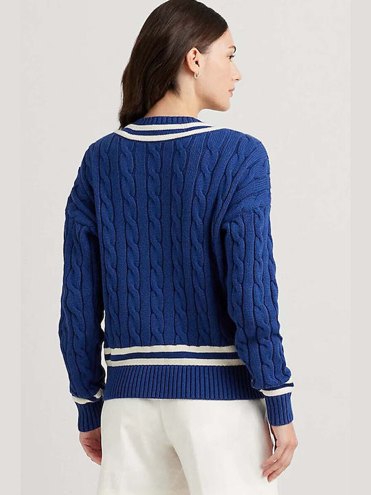 Ralph Lauren Damen Langarm Pullover Baumwolle Indigo Sail/mascarpone Cream