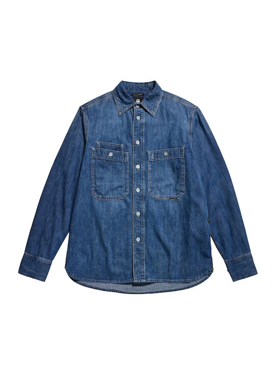 Nimes Overshirt Mânecă Lungă În Linie Regular Fit Albastru