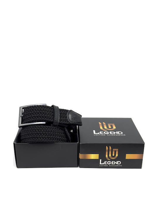 Legend Accessories LGD-18 Elastic Men's Belt Fabric Knitted Black/Silver LGD-18/ΜΑΥΡΟ Legend Accessories LGD-18 Elastic Men's Belt Fabric Knitted Black/Silver LGD-18/ΜΑΥΡΟ