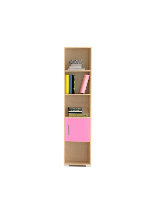 No 8 Birou pentru copii cu Bibliotecă din Melamină Oak / Pink 140x55x180cm