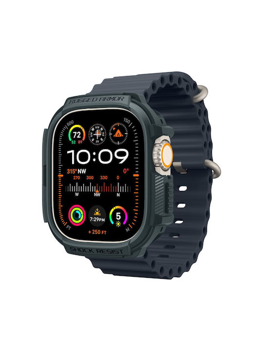 Spigen Rugged Armor Silicone Case in Green color for Apple Watch Ultra 1 / 2