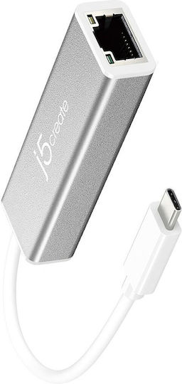 J5create S9147988 USB-C Адаптер за Мрежа с Проводниково Свързване Gigabit Ethernet