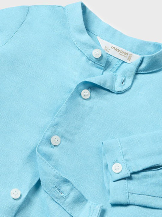 Mayoral Kids Linen Shirt Light Blue