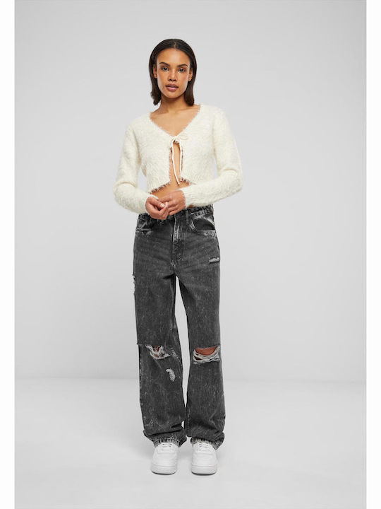 Short Women's Knitted Cardigan Whitesand