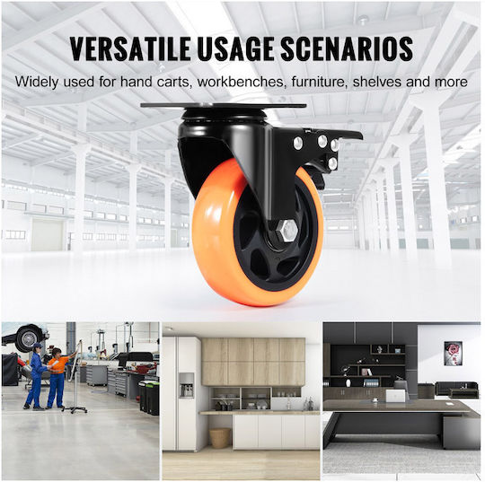 Vevor Furniture Wheel made of Metal with Wheels in Black Color 15.5x6.4x13cm 4pcs