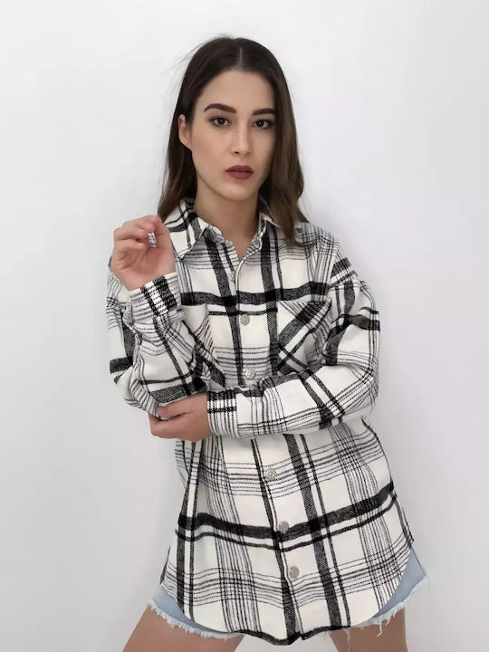 Women's Checked Long Sleeve Shirt ΑΣΠΡΟ