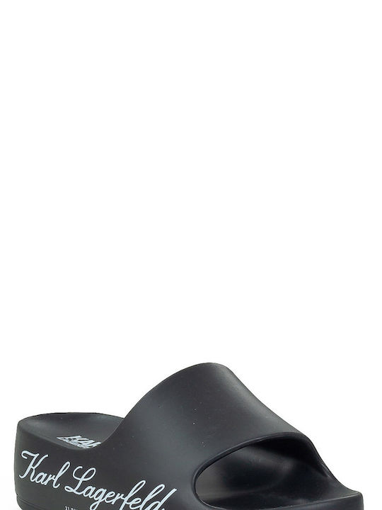 Karl Lagerfeld Logo Women's Platform Slides Black