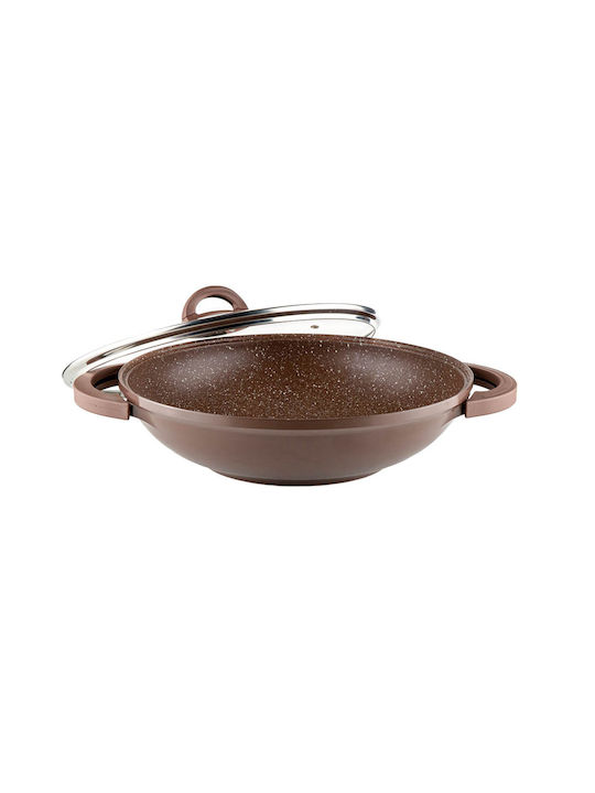 Muhler A Wok Made of Cast Aluminum with Lid with Stone Coating 32cm