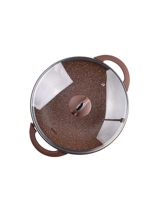 Muhler A Wok Made of Cast Aluminum with Lid with Stone Coating 32cm