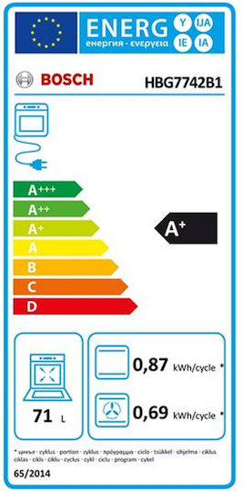 Bosch Φούρνος άνω Πάγκου 71lt Π59.4εκ. Μαύρος