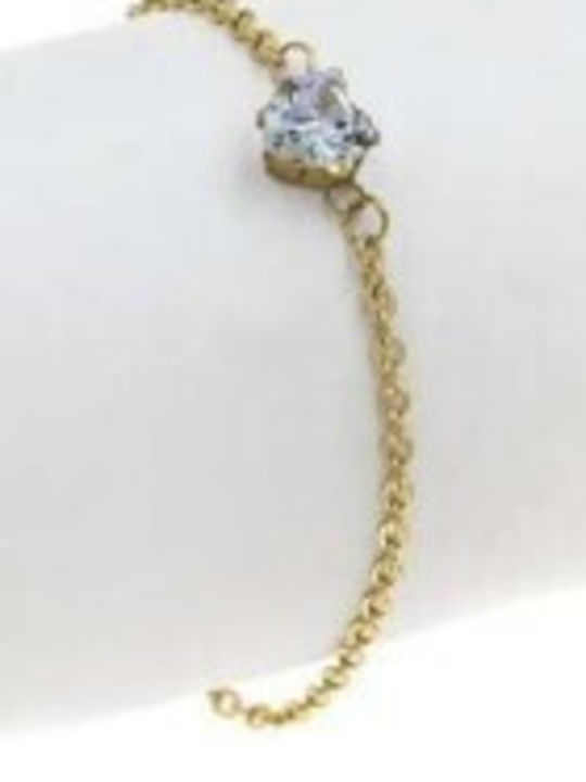 Fito+ Bracelet Chain Therapy with White Zircon Heart made of Steel Gold Plated with Zircon