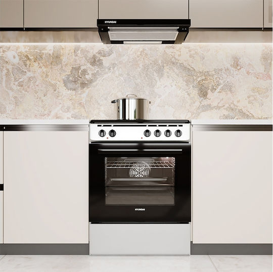 Hyundai Aragaz 69lt cu Plite Ceramice L60cm. Inox