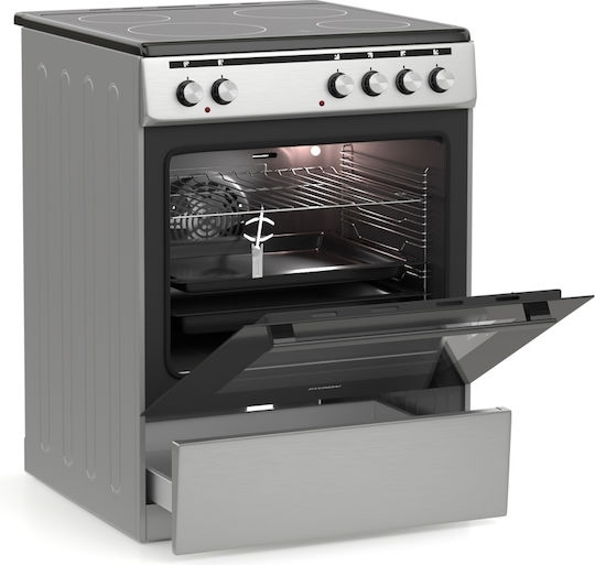 Hyundai Aragaz 69lt cu Plite Ceramice L60cm. Inox