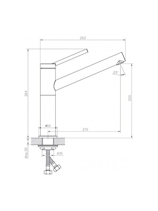 Inter Ceramic Drop-In Мивка Inox със смесител Ш56.5xД45см Сребрист