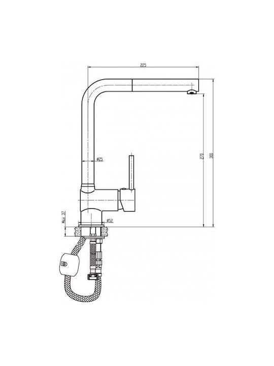 Inter Ceramic Drop-In Мивка Десен Inox със смесител Ш75xД40см Сребрист
