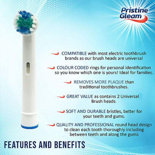Pristine Gleam Universal Electric Toothbrush Replacement Heads 2pcs
