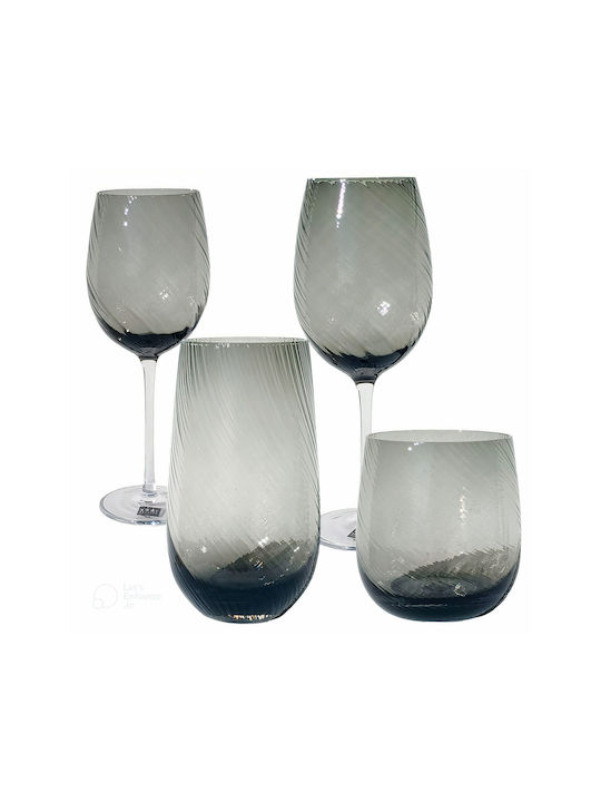 HFA Set of Glasses Water made of Glass in Gray Color 580ml 6pcs