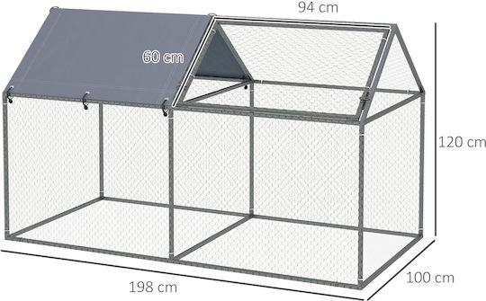 Pawhut Geflügelstall Metallisch L1.98 x B1.2 x H1m.