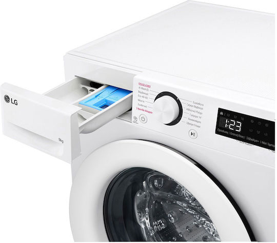 LG Πλυντήριο Ρούχων 9kg με Τεχνολογία Ατμού 1400 Στροφών AI DD F4R3009NSWW