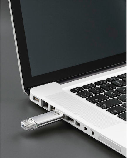 HAMA C-laeta 32GB USB 3.0 Стик с връзка USB-A & USB-C Сребрист