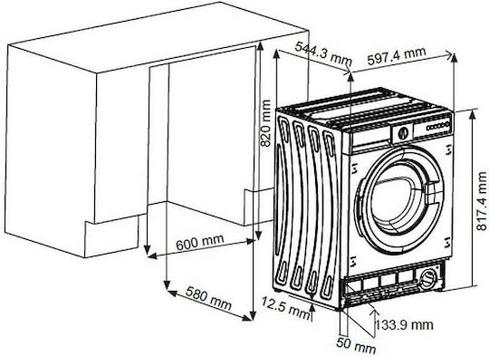 Sharp Built-in Washing Machine 8kg 1400 Rounds ES-NIB814BWNA-EE