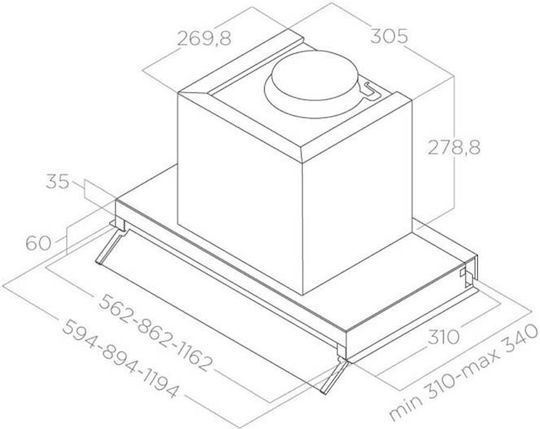 Elica Box in LX/IX/A/90 Механизъм за аспирация 90см Inox
