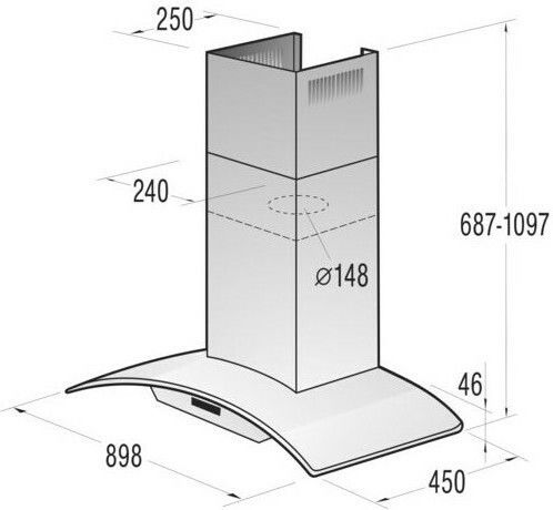 Gorenje Dkg9415x Каминен аспиратор 90см Inox