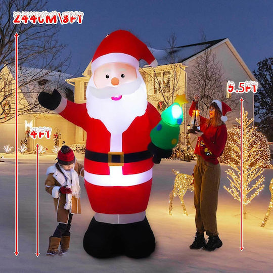 Inflatable Illuminated Santa Claus Red 22.7x17.9cm Vintoney Qm-laoren Christmas