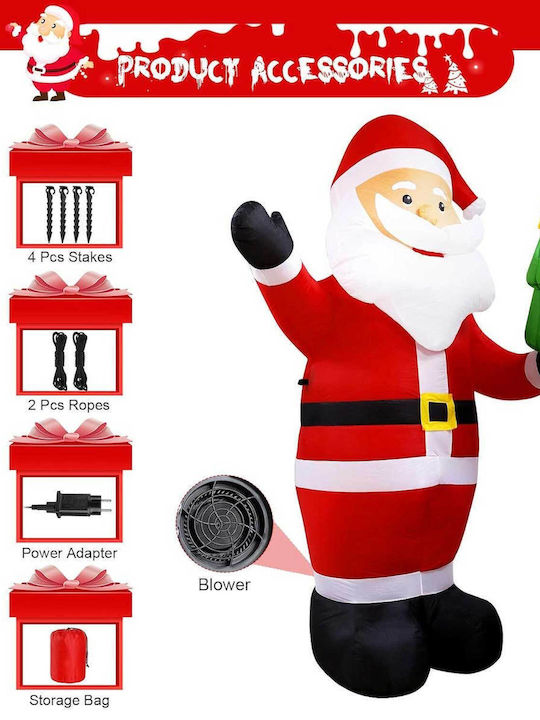 Inflatable Illuminated Santa Claus Red 22.7x17.9cm Vintoney Qm-laoren Christmas
