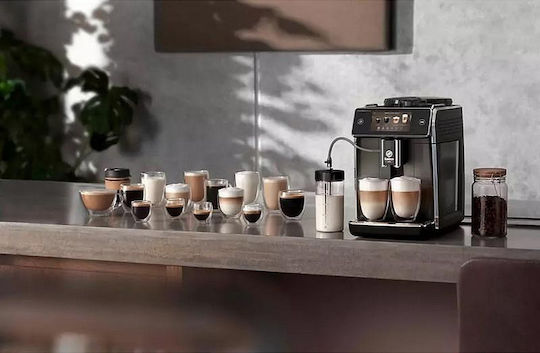Saeco GranAroma Deluxe Αυτόματη Μηχανή Espresso 1500W Πίεσης 15bar για Cappuccino με Μύλο Άλεσης Μαύρο/Ασημί