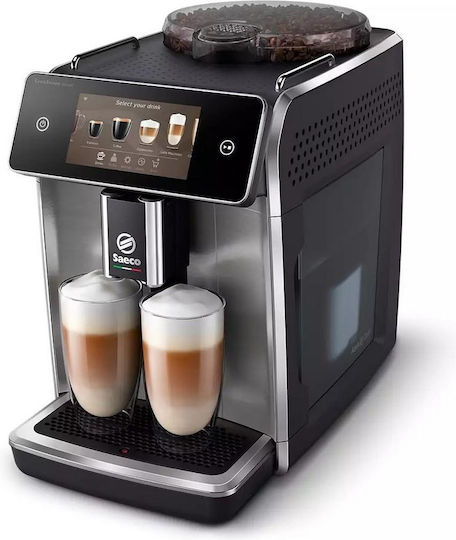 Saeco GranAroma Deluxe Αυτόματη Μηχανή Espresso 1500W Πίεσης 15bar για Cappuccino με Μύλο Άλεσης Μαύρο/Ασημί