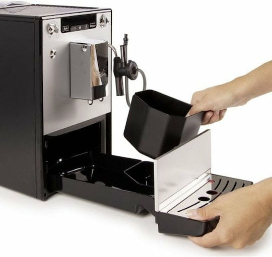 Melitta Caffeo Solo & Perfect Milk Automatic Espresso Coffee Machine 1400W Pressure 15bar for Cappuccino with Grinder Silver 208135