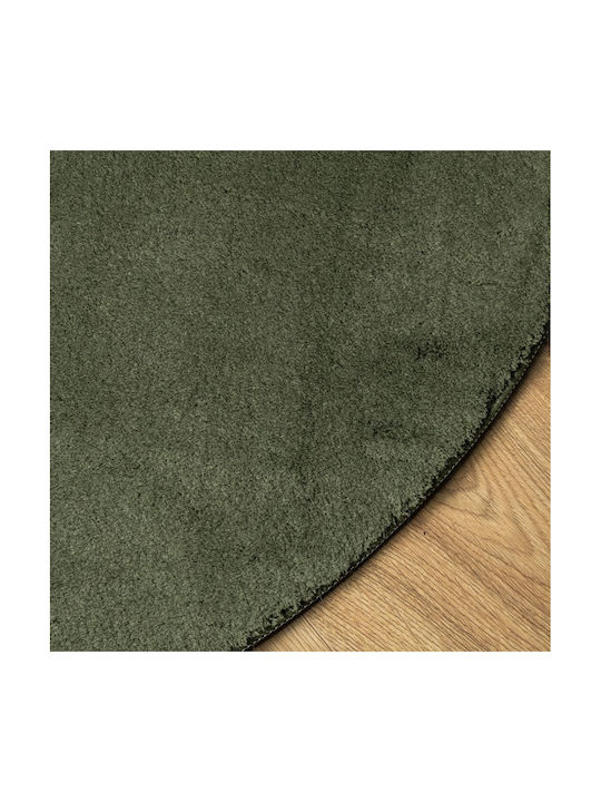 vidaXL Huarte Rutschfest Teppich Rund Synthetisch,Polyester/Cotton/Leather Cypress