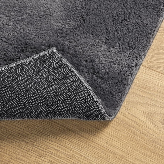 vidaXL Huarte Rutschfest Teppich Rechteckig Synthetisch,Polyester/Cotton/Leather Charcoal