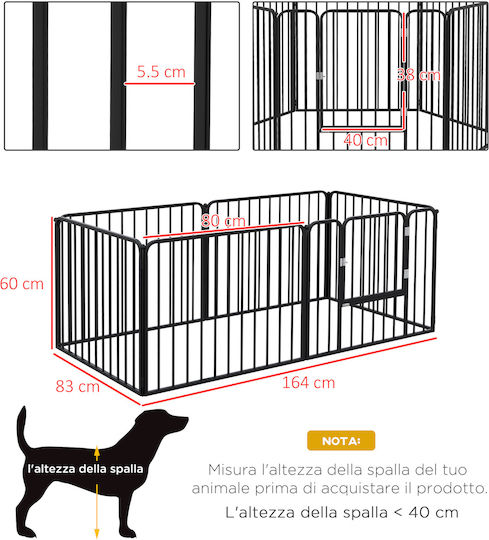Pawhut Dog Park with 6 Panels 164x83x60cm Black