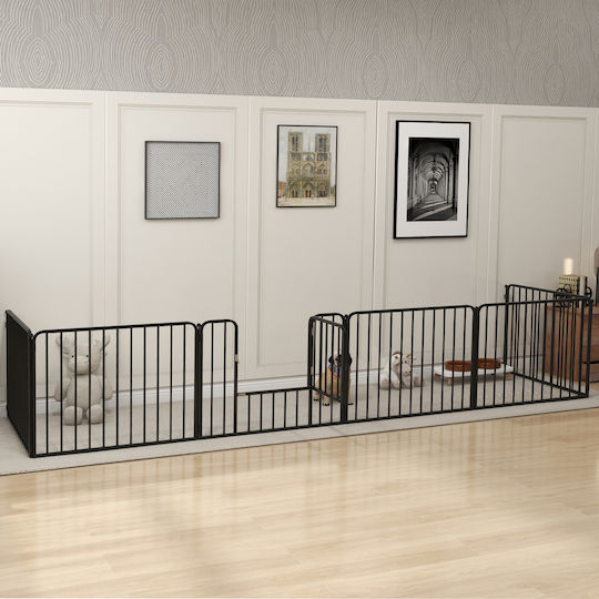 Pawhut Dog Park with 6 Panels 164x83x60cm Black