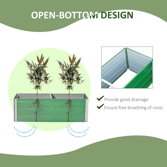 Outsunny Blumenkasten Metallisch Green 125x47x40cm.