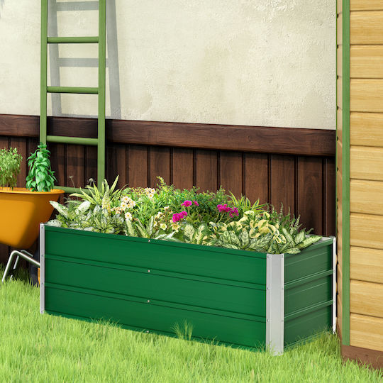 Outsunny Blumenkasten Metallisch Green 125x47x40cm.