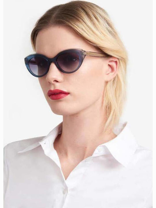 Carolina Herrera Women’s Sunglasses with Black Horn-Rimmed Frame and Grey Gradient Lens HER 0250/S 807/9O