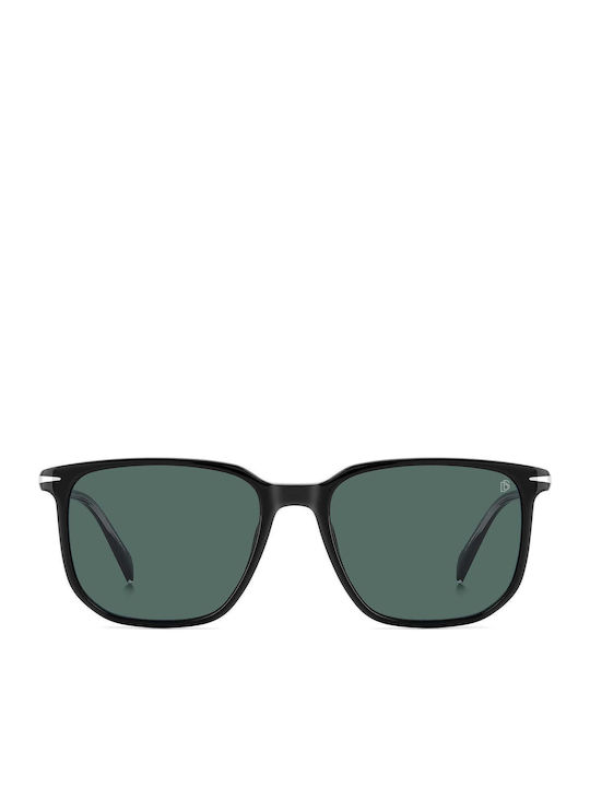 David Beckham Men's Sunglasses with Black Plastic Frame and Green Lens DB 1141/S 807/QT