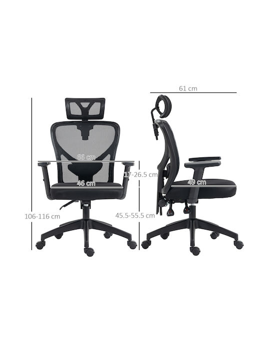 Vinsetto Office Chair With Recline And Adjustable Arms Black