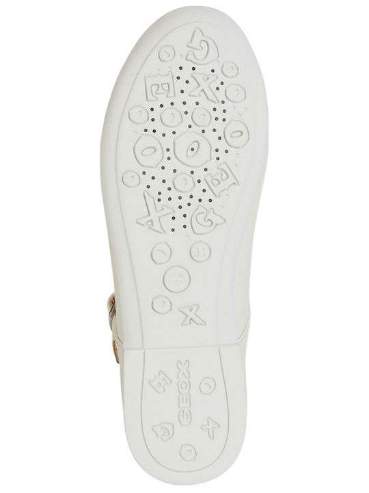 Kids Leather Ballerinas Plie' with Adjustable Metal Clasp White