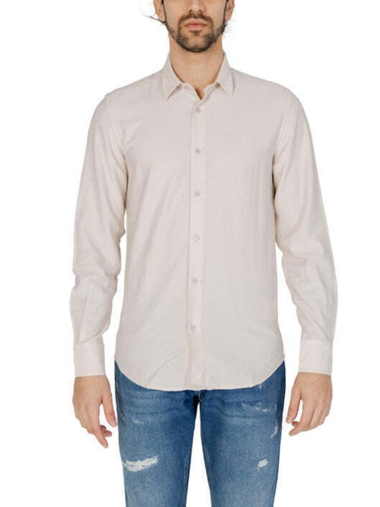 Antony Morato Men's Shirt Long Sleeve Beige