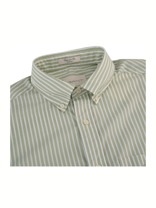 Long-sleeved Cotton Shirt Striped Green