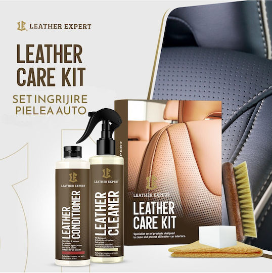 Leather Expert Set De Curățare Strălucire și Protecție Pentru Piese Din Piele Auto 250ml